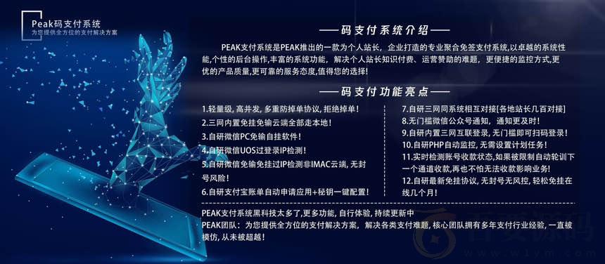 Peak 码支付 2025 版 V1.9.9 全开源免授权聚合免签系统